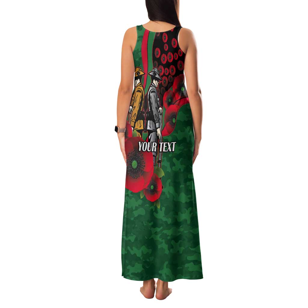 South Sydney Rabbitohs ANZAC Personalised Tank Maxi Dress Lest We Forget Poppy Camo