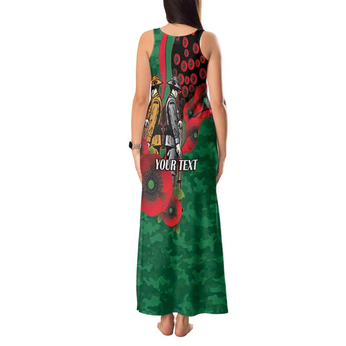 South Sydney Rabbitohs ANZAC Personalised Tank Maxi Dress Lest We Forget Poppy Camo