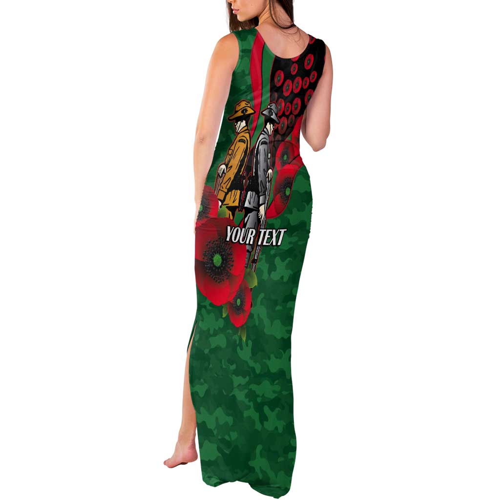 South Sydney Rabbitohs ANZAC Personalised Tank Maxi Dress Lest We Forget Poppy Camo