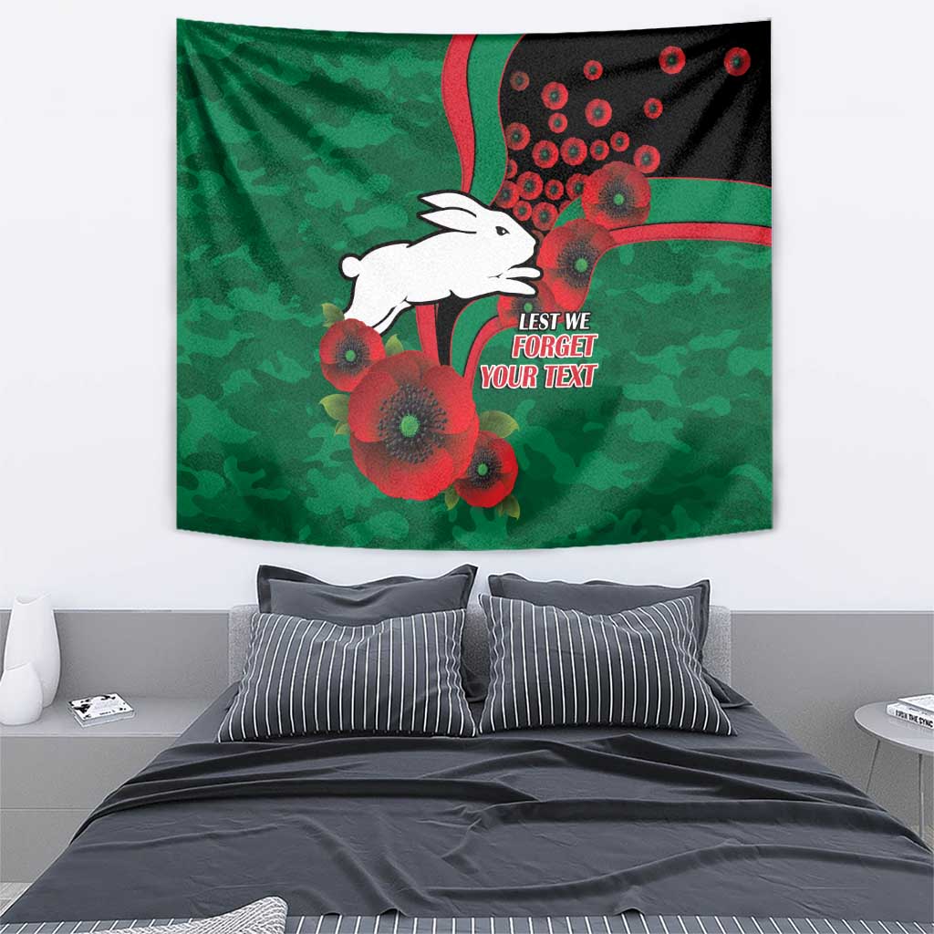 South Sydney Rabbitohs ANZAC Personalised Tapestry Lest We Forget Poppy Camo