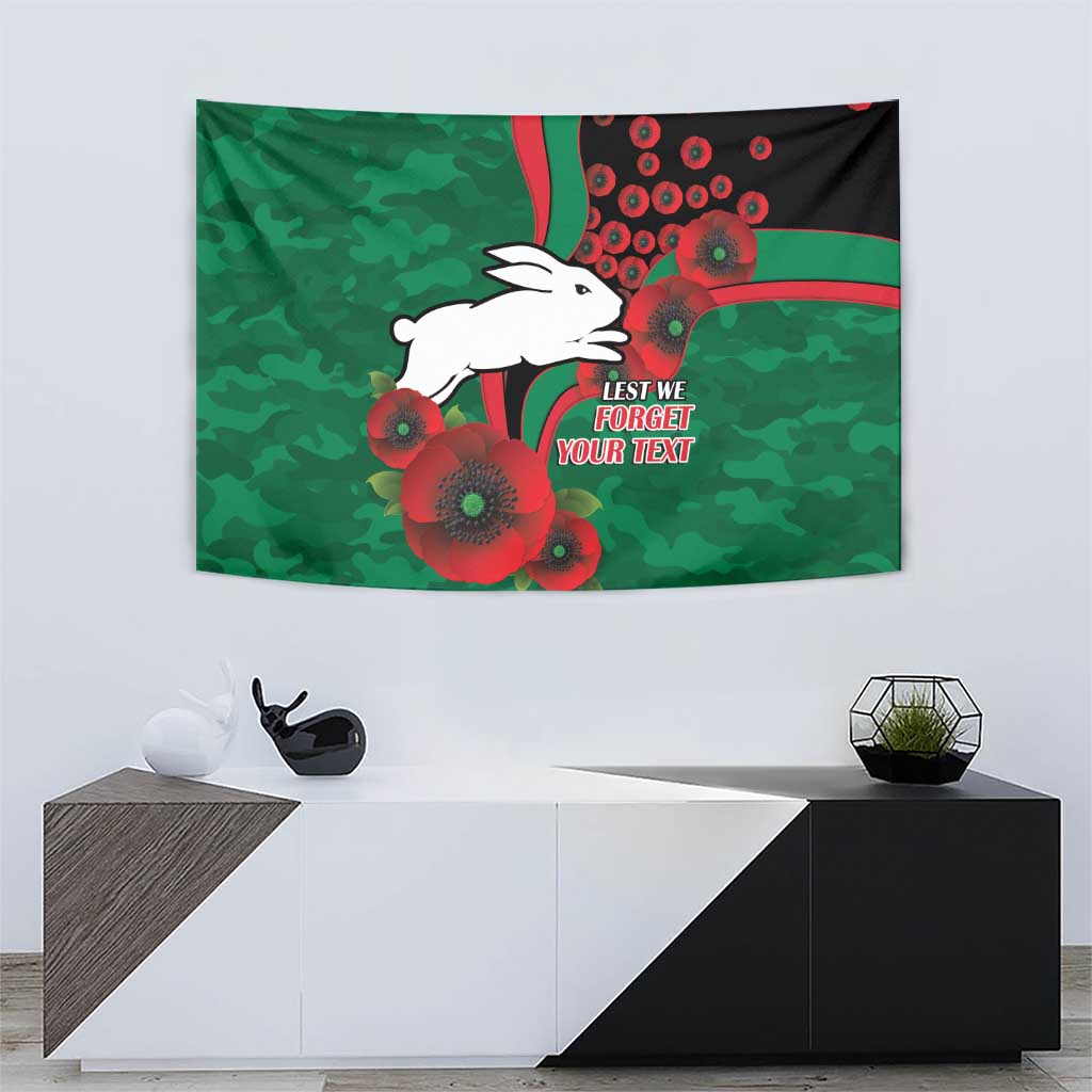 South Sydney Rabbitohs ANZAC Personalised Tapestry Lest We Forget Poppy Camo