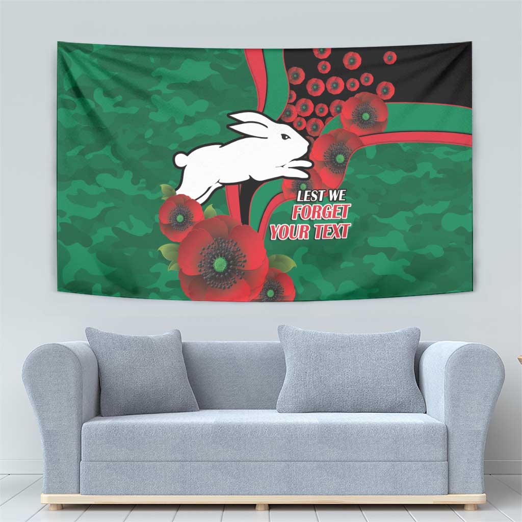 South Sydney Rabbitohs ANZAC Personalised Tapestry Lest We Forget Poppy Camo