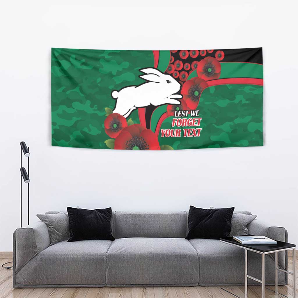 South Sydney Rabbitohs ANZAC Personalised Tapestry Lest We Forget Poppy Camo
