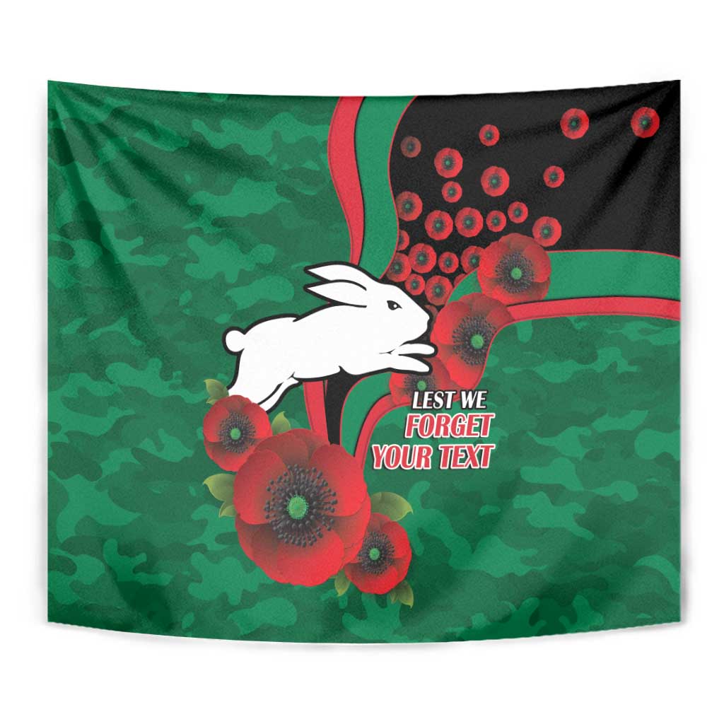 South Sydney Rabbitohs ANZAC Personalised Tapestry Lest We Forget Poppy Camo