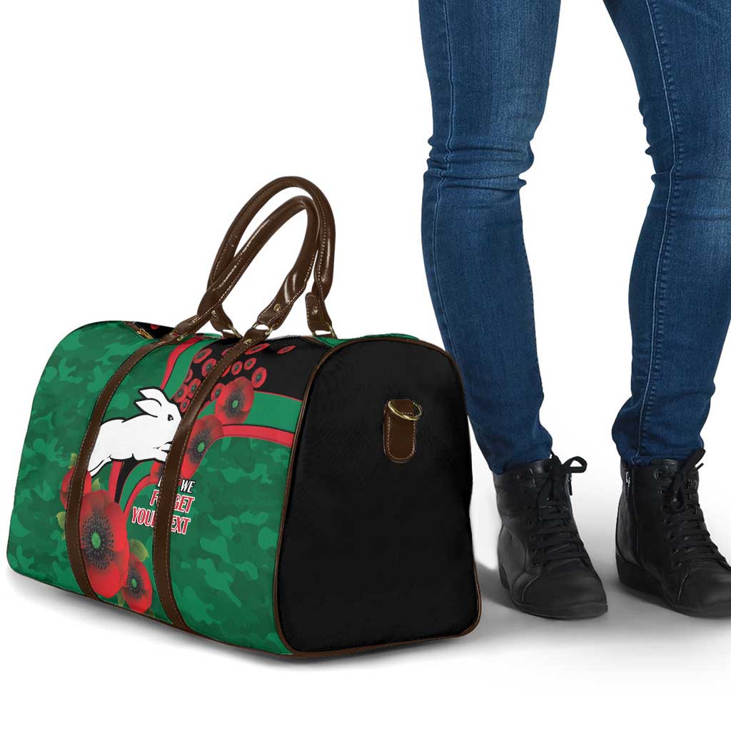 South Sydney Rabbitohs ANZAC Personalised Travel Bag Lest We Forget Poppy Camo