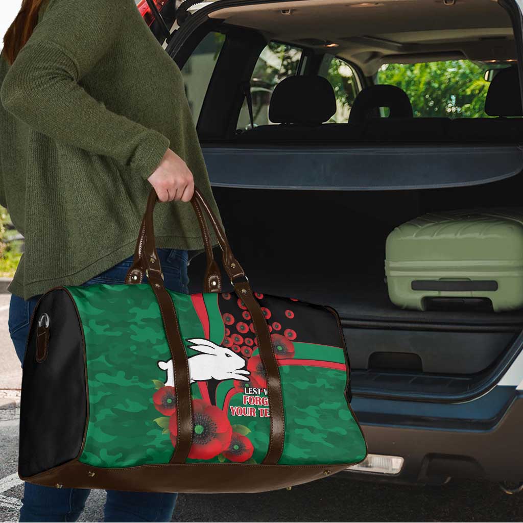 South Sydney Rabbitohs ANZAC Personalised Travel Bag Lest We Forget Poppy Camo