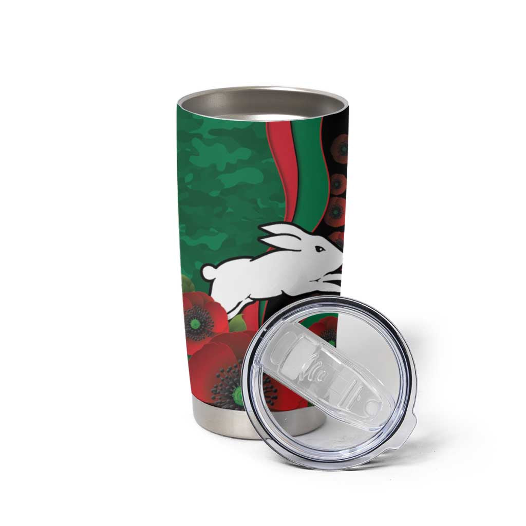 South Sydney Rabbitohs ANZAC Personalised Tumbler Cup Lest We Forget Poppy Camo