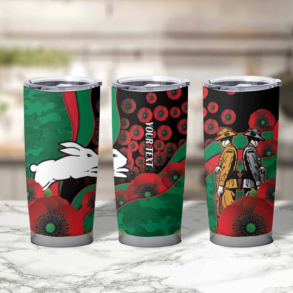 South Sydney Rabbitohs ANZAC Personalised Tumbler Cup Lest We Forget Poppy Camo