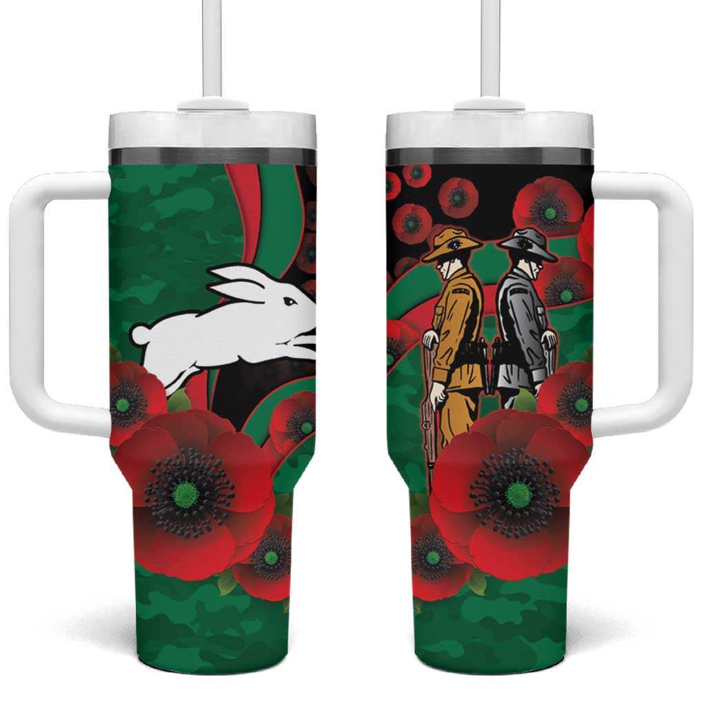 South Sydney Rabbitohs ANZAC Personalised Tumbler With Handle Lest We Forget Poppy Camo