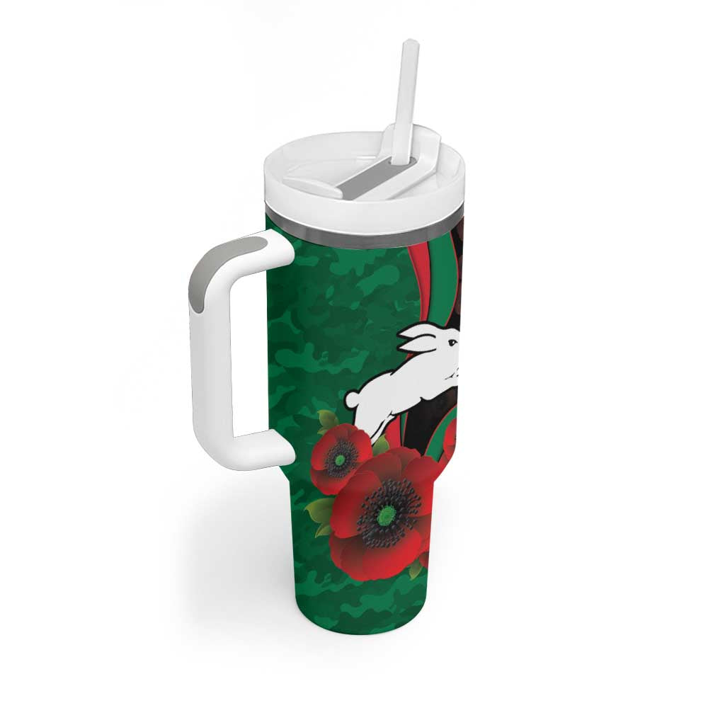 South Sydney Rabbitohs ANZAC Personalised Tumbler With Handle Lest We Forget Poppy Camo