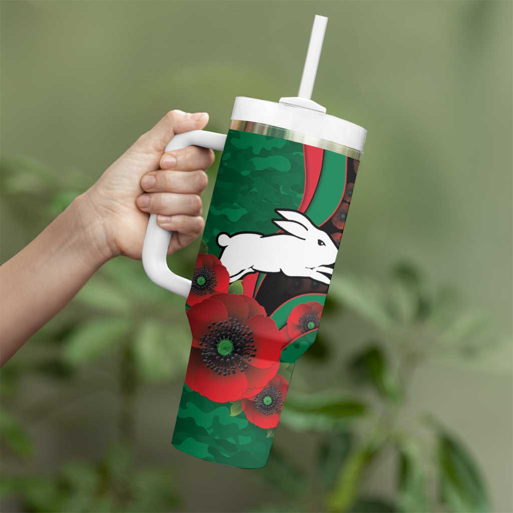 South Sydney Rabbitohs ANZAC Personalised Tumbler With Handle Lest We Forget Poppy Camo