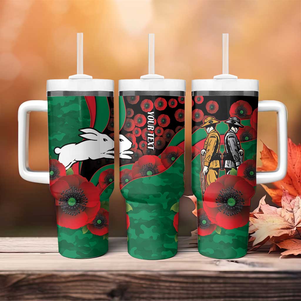 South Sydney Rabbitohs ANZAC Personalised Tumbler With Handle Lest We Forget Poppy Camo