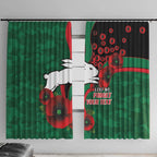 South Sydney Rabbitohs ANZAC Personalised Window Curtain Lest We Forget Poppy Camo
