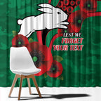South Sydney Rabbitohs ANZAC Personalised Window Curtain Lest We Forget Poppy Camo