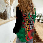 South Sydney Rabbitohs ANZAC Personalised Women Casual Shirt Lest We Forget Poppy Camo