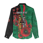 South Sydney Rabbitohs ANZAC Personalised Women Casual Shirt Lest We Forget Poppy Camo