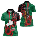 South Sydney Rabbitohs ANZAC Personalised Women Polo Shirt Lest We Forget Poppy Camo