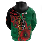 South Sydney Rabbitohs ANZAC Personalised Zip Hoodie Lest We Forget Poppy Camo