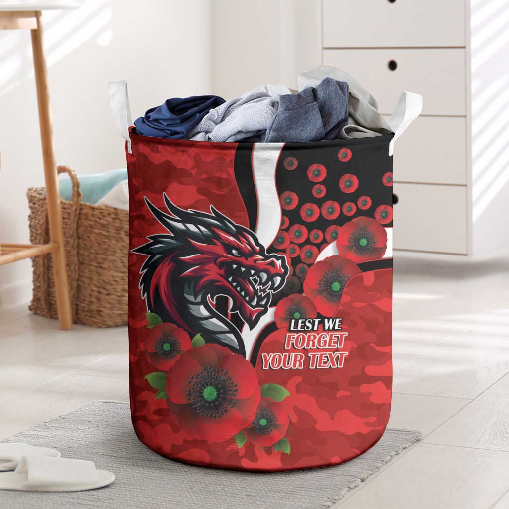 St George Illawarra Dragons ANZAC Personalised Laundry Basket Lest We Forget Poppy Camo