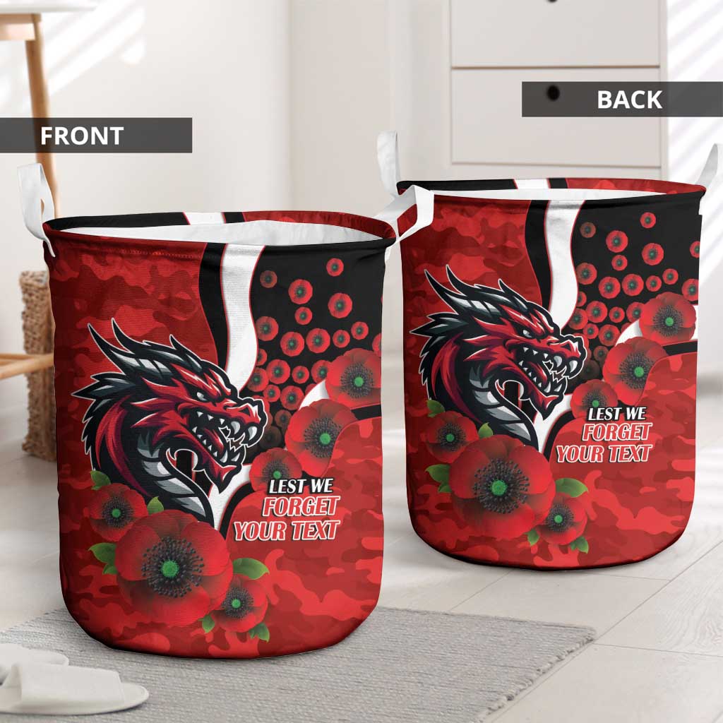 St George Illawarra Dragons ANZAC Personalised Laundry Basket Lest We Forget Poppy Camo