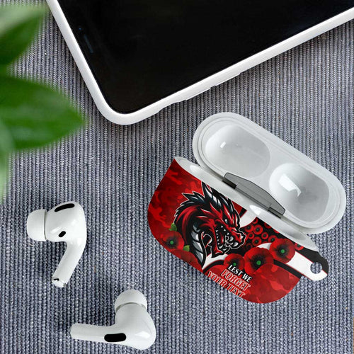 St George Illawarra Dragons ANZAC Personalised AirPods Case Lest We Forget Poppy Camo
