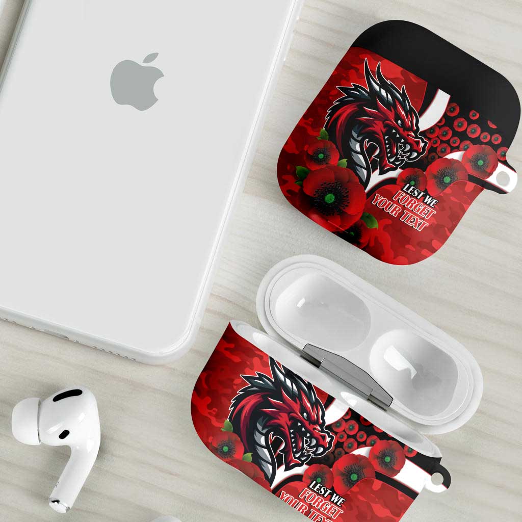 St George Illawarra Dragons ANZAC Personalised AirPods Case Lest We Forget Poppy Camo