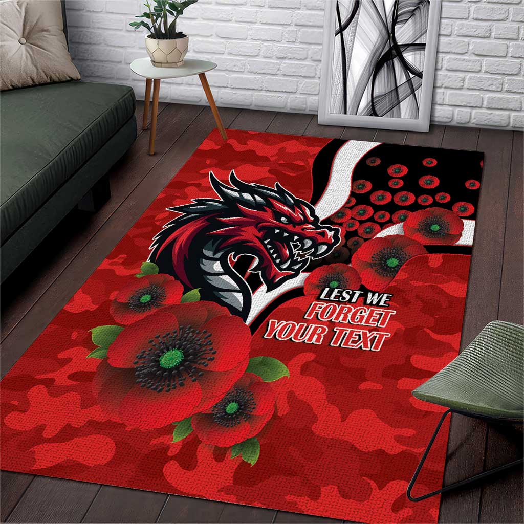 St George Illawarra Dragons ANZAC Personalised Area Rug Lest We Forget Poppy Camo