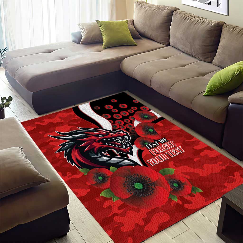 St George Illawarra Dragons ANZAC Personalised Area Rug Lest We Forget Poppy Camo