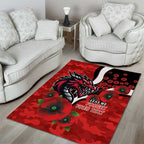 St George Illawarra Dragons ANZAC Personalised Area Rug Lest We Forget Poppy Camo