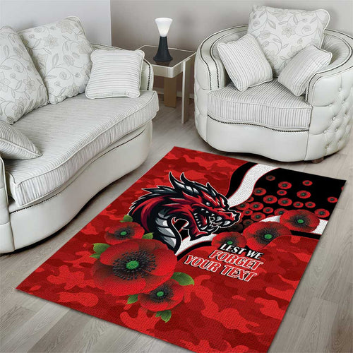 St George Illawarra Dragons ANZAC Personalised Area Rug Lest We Forget Poppy Camo