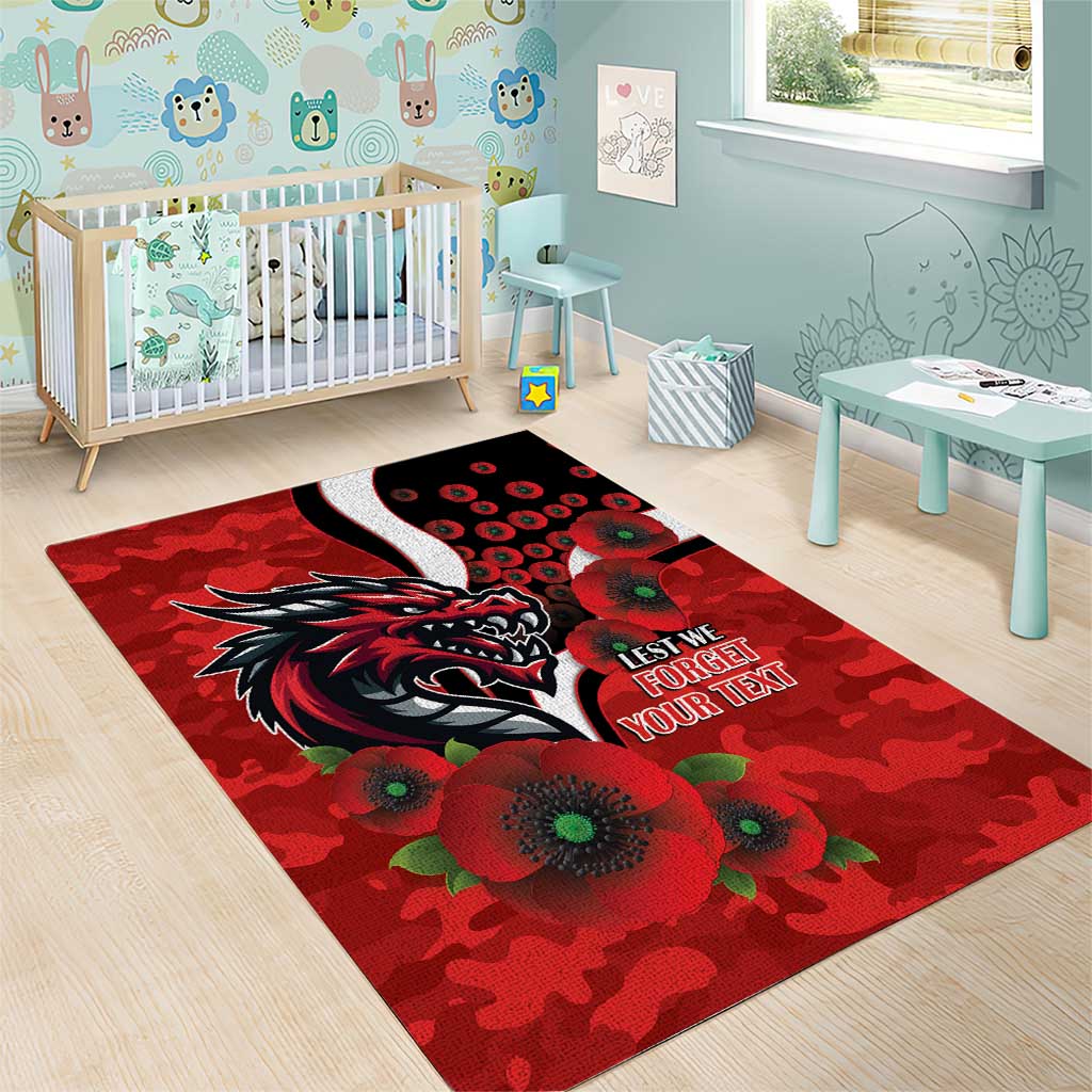 St George Illawarra Dragons ANZAC Personalised Area Rug Lest We Forget Poppy Camo
