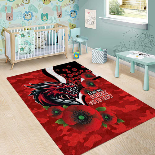 St George Illawarra Dragons ANZAC Personalised Area Rug Lest We Forget Poppy Camo