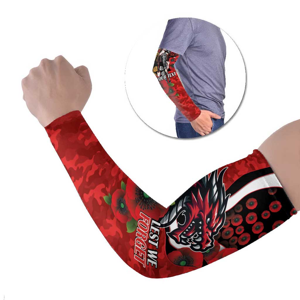 St George Illawarra Dragons ANZAC Personalised Arm Sleeves Lest We Forget Poppy Camo