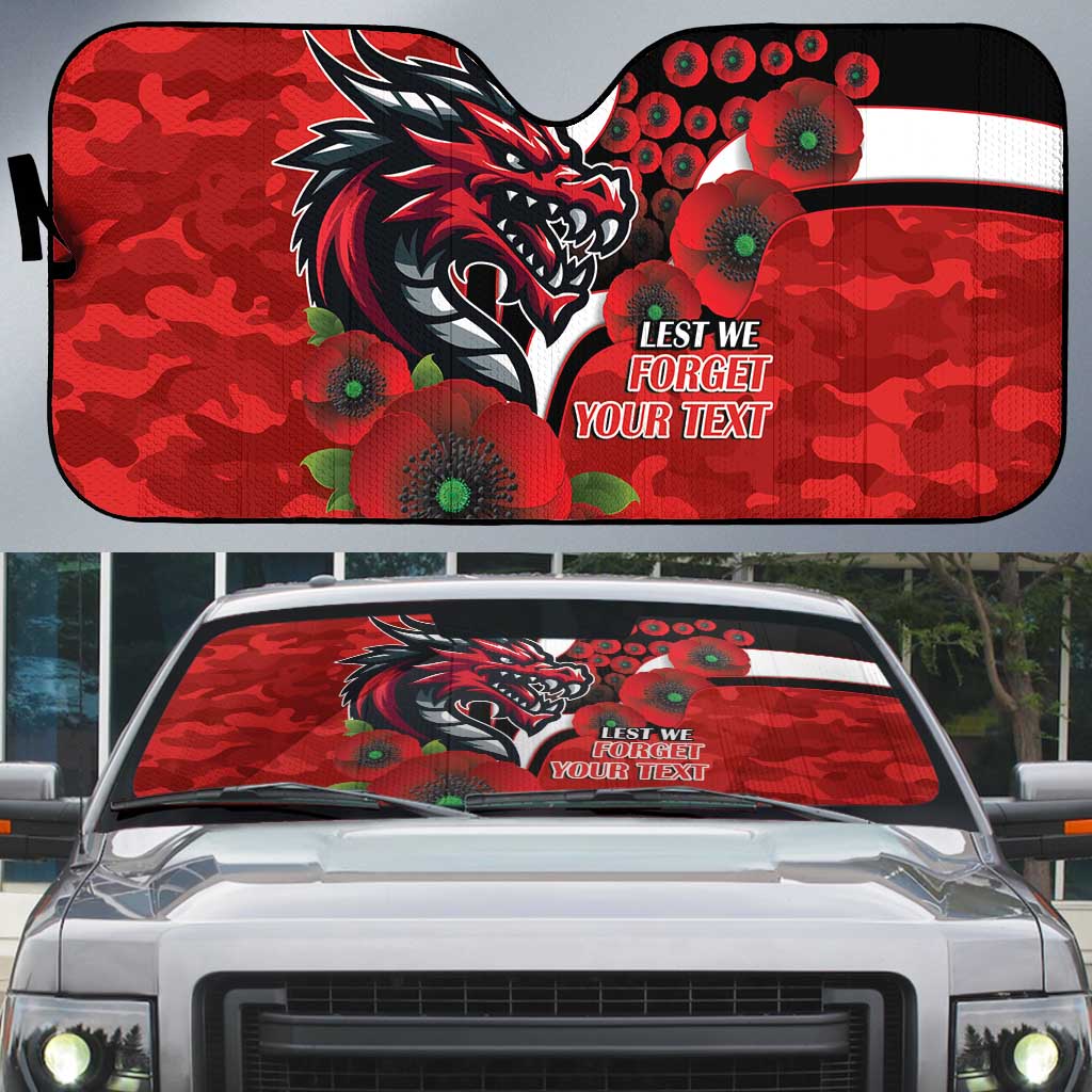 St George Illawarra Dragons ANZAC Personalised Auto Sun Shade Lest We Forget Poppy Camo