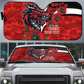St George Illawarra Dragons ANZAC Personalised Auto Sun Shade Lest We Forget Poppy Camo