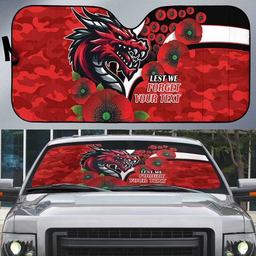 St George Illawarra Dragons ANZAC Personalised Auto Sun Shade Lest We Forget Poppy Camo