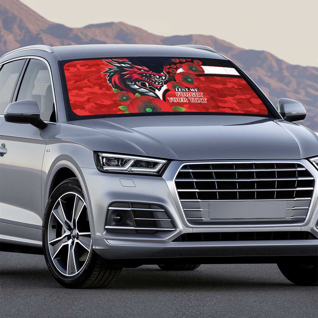 St George Illawarra Dragons ANZAC Personalised Auto Sun Shade Lest We Forget Poppy Camo