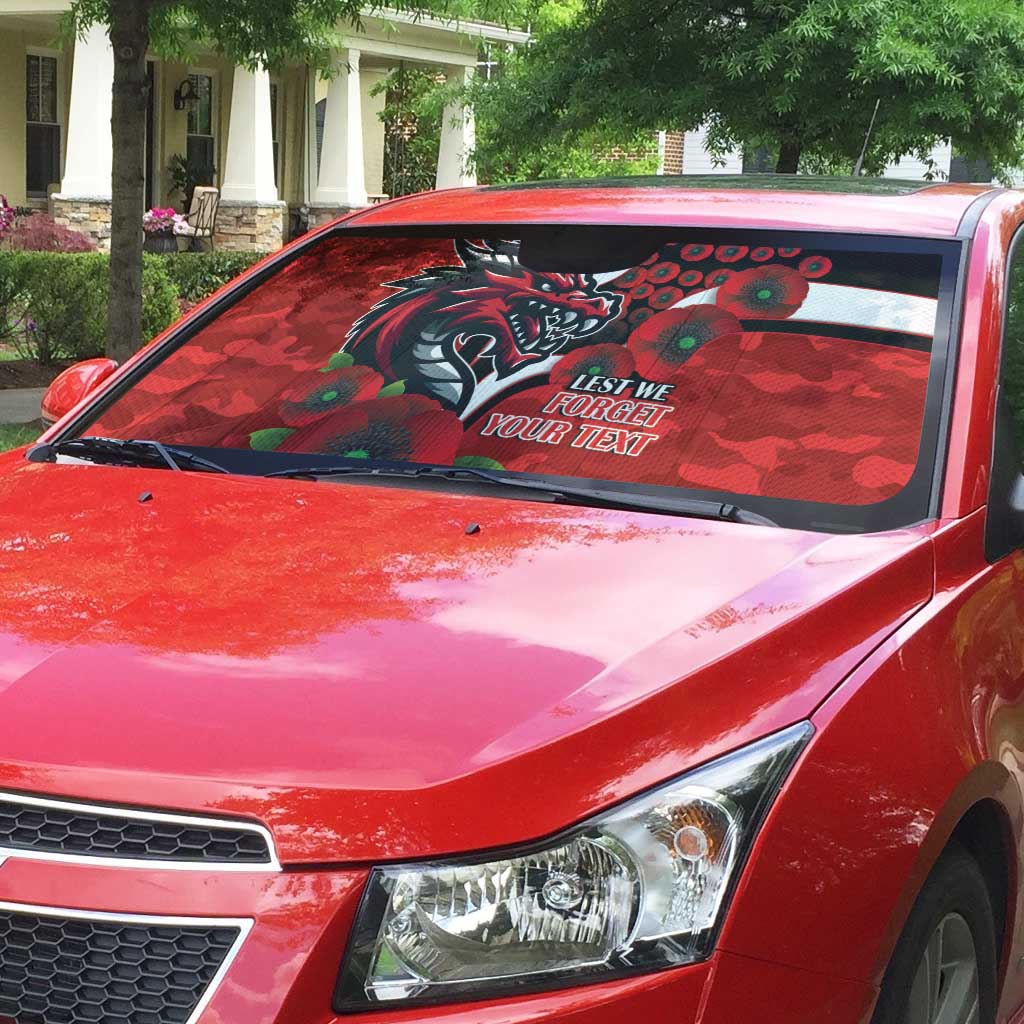 St George Illawarra Dragons ANZAC Personalised Auto Sun Shade Lest We Forget Poppy Camo