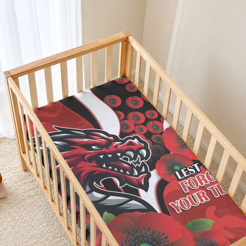 St George Illawarra Dragons ANZAC Personalised Baby Bed Cover Lest We Forget Poppy Camo