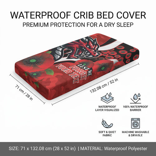 St George Illawarra Dragons ANZAC Personalised Baby Bed Cover Lest We Forget Poppy Camo