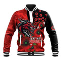 St George Illawarra Dragons ANZAC Personalised Baseball Jacket Lest We Forget Poppy Camo