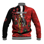 St George Illawarra Dragons ANZAC Personalised Baseball Jacket Lest We Forget Poppy Camo