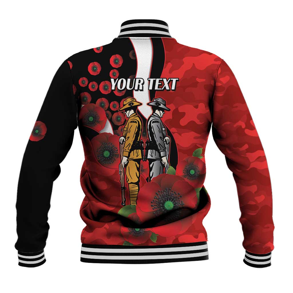 St George Illawarra Dragons ANZAC Personalised Baseball Jacket Lest We Forget Poppy Camo