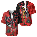 St George Illawarra Dragons ANZAC Personalised Baseball Jersey Lest We Forget Poppy Camo