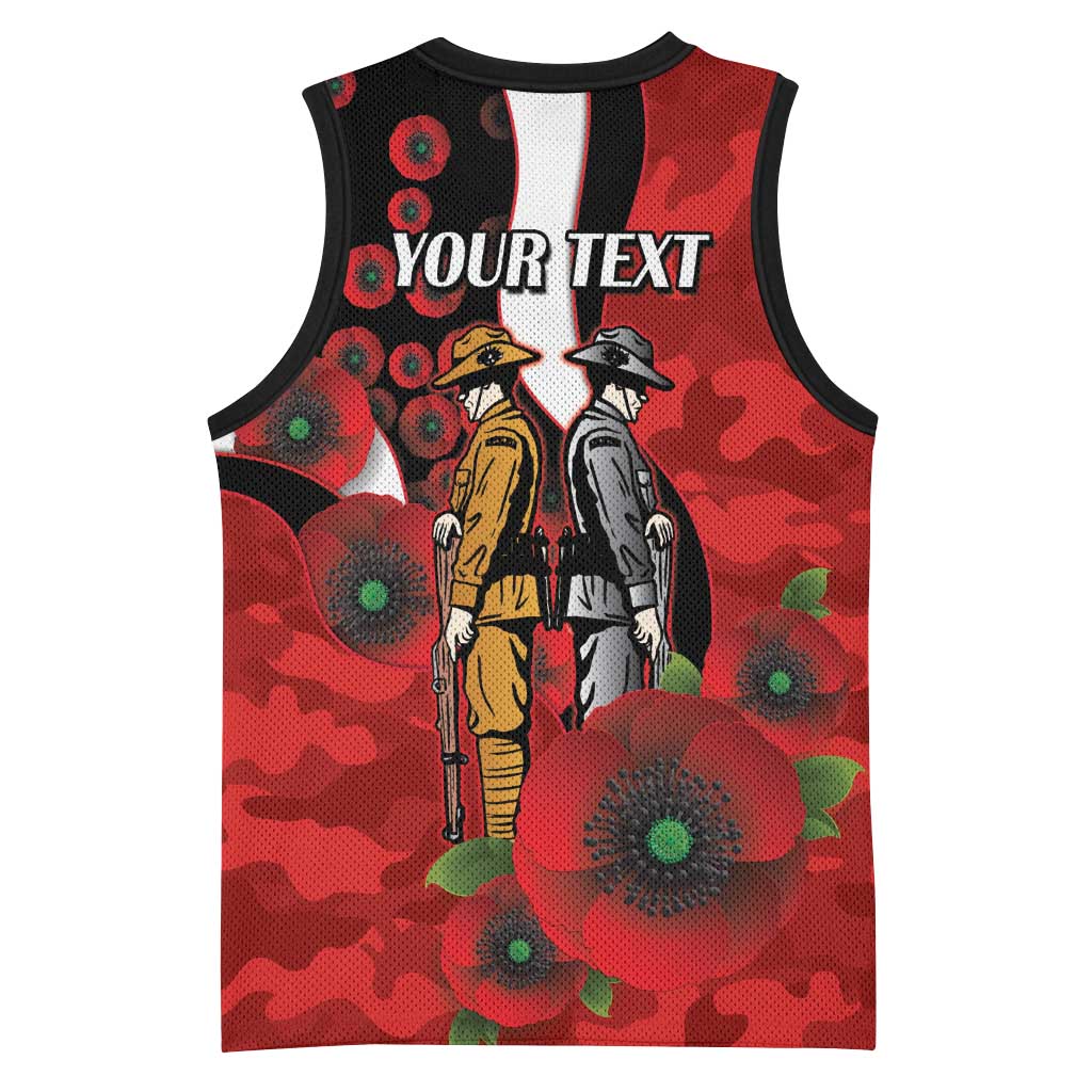 St George Illawarra Dragons ANZAC Personalised Basketball Jersey Lest We Forget Poppy Camo