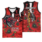 St George Illawarra Dragons ANZAC Personalised Basketball Jersey Lest We Forget Poppy Camo