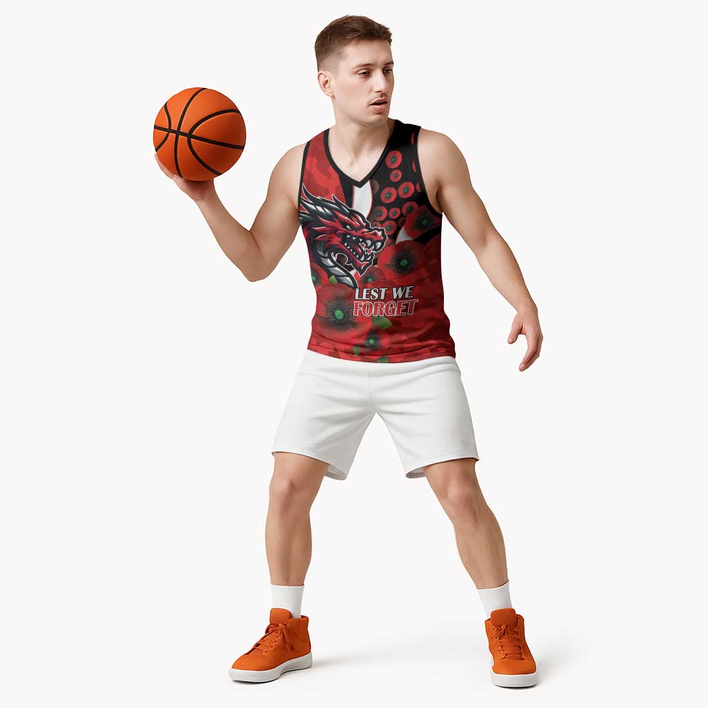St George Illawarra Dragons ANZAC Personalised Basketball Jersey Lest We Forget Poppy Camo