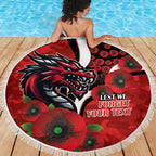 St George Illawarra Dragons ANZAC Personalised Beach Blanket Lest We Forget Poppy Camo