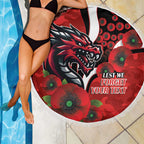 St George Illawarra Dragons ANZAC Personalised Beach Blanket Lest We Forget Poppy Camo