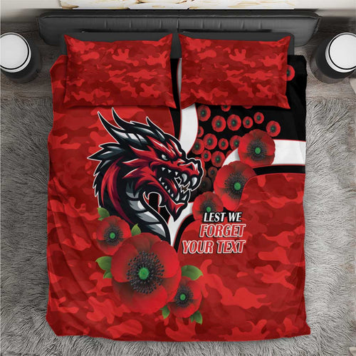 St George Illawarra Dragons ANZAC Personalised Bedding Set Lest We Forget Poppy Camo